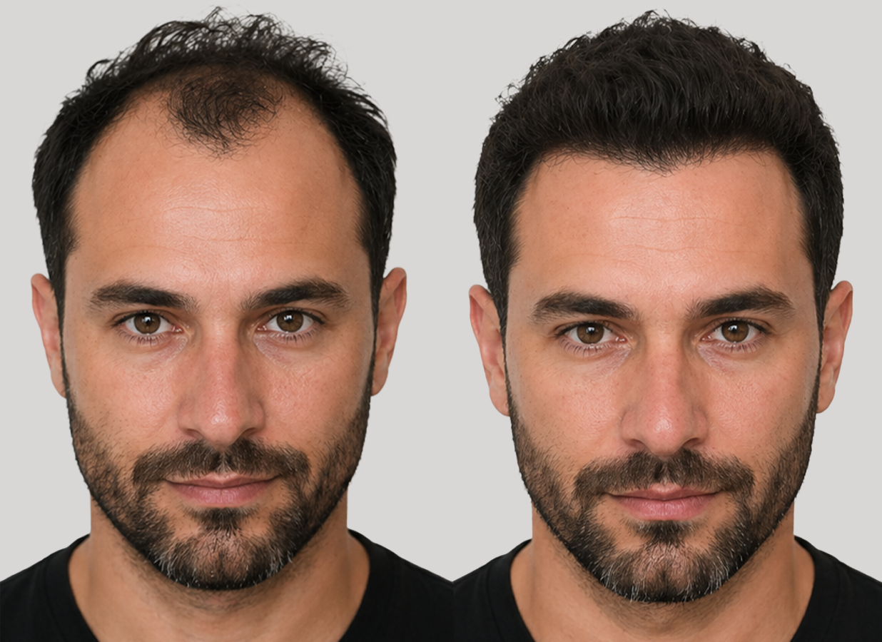 Before and after hair transplant result