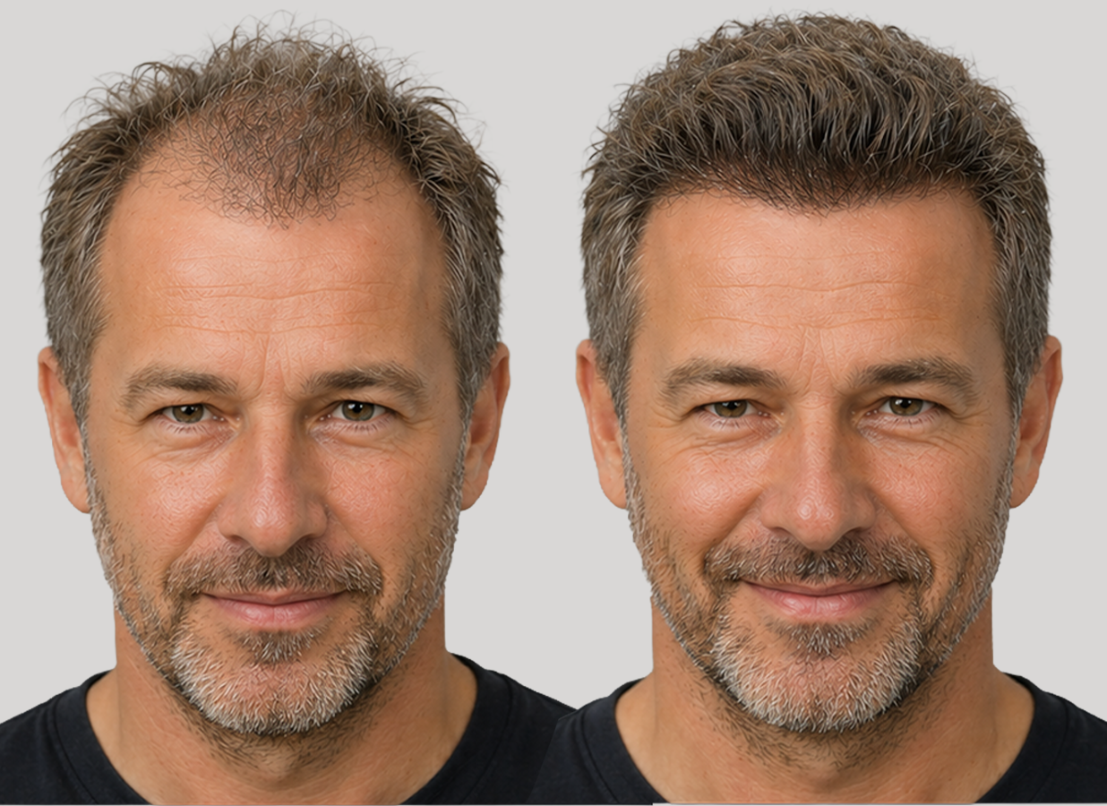 Before and after hair transplant result